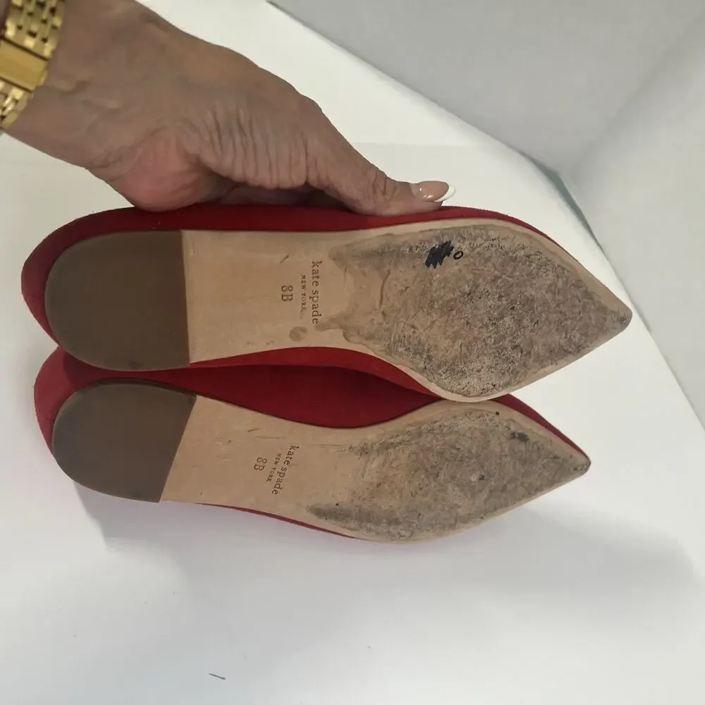 Kate Spade New York Womens Suede Tassel Pointed Toe Loafers Red Size 8 B